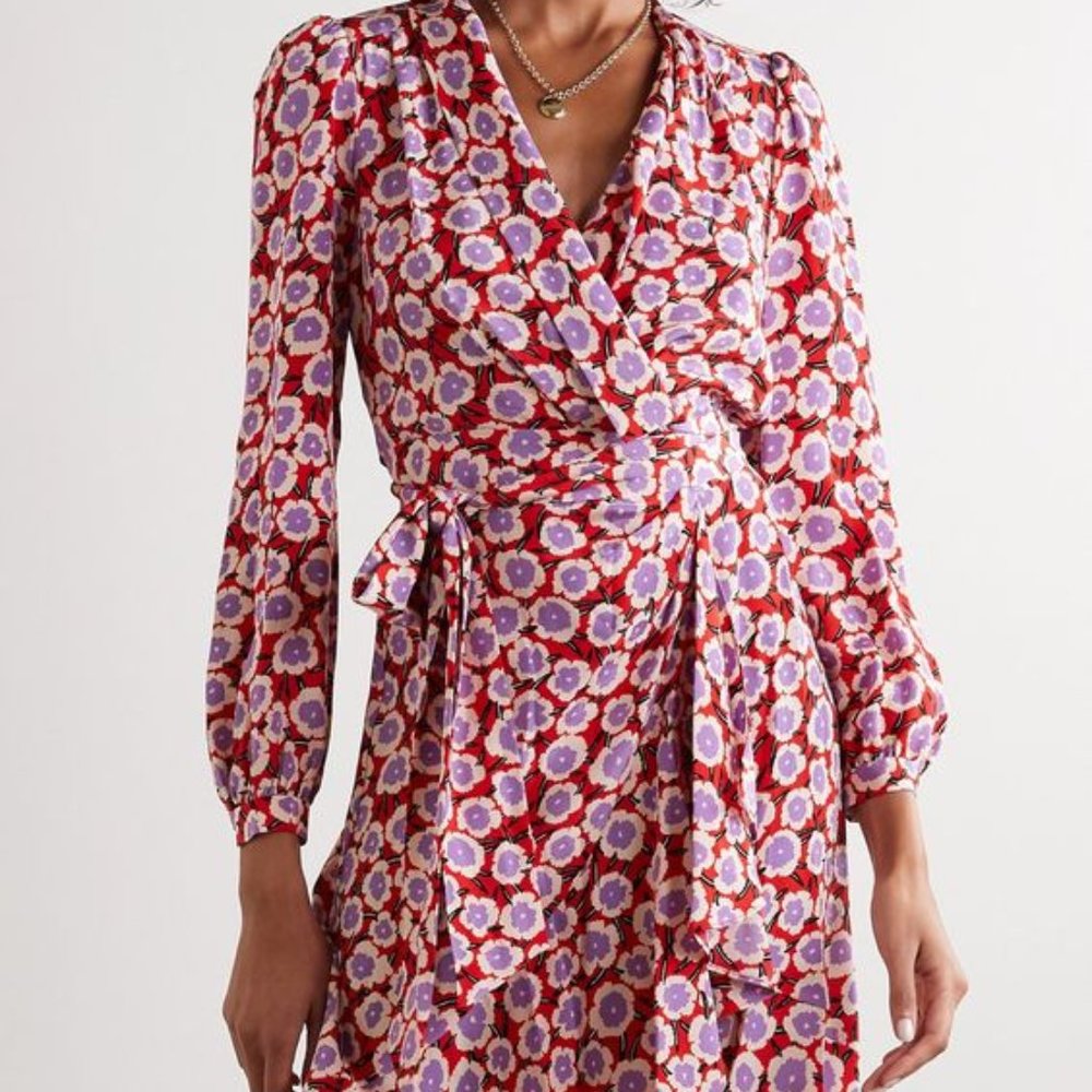 DIANE VON FURSTENBERG Carla Silk Wrap Dress NWT 12